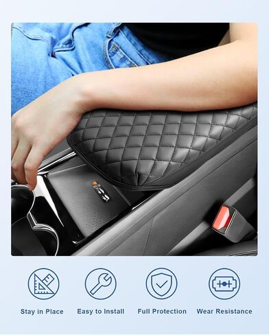 CDEFG for 2024 2025 Chevy Blazer EV Center Console Cover for 2024 2025 Chevrolet Blazer EV LT/RS Accessories Armrest Cover 2024 2025 Blazer EV Middle Console Pad Arm Rest Cushion (Black Leather) in Kuwait