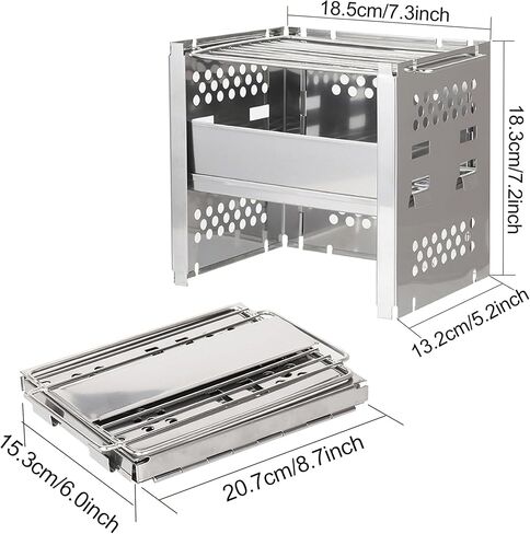 موقد حرق الأخشاب المحمول للتخييم، موقد صغير من الفولاذ المقاوم للصدأ لحقيبة الظهر للطبخ في الهواء الطلق والشواء والتخييم والتنزه والنزهة in Kuwait