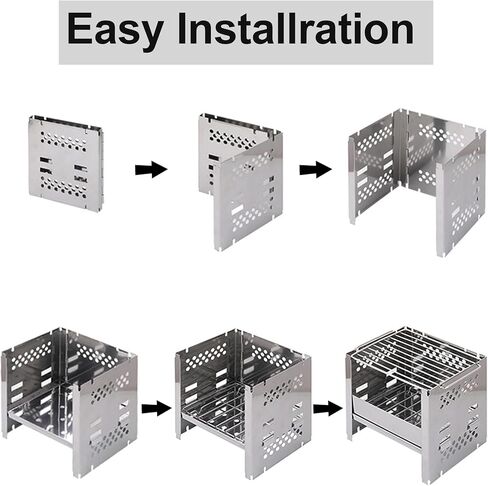 موقد حرق الأخشاب المحمول للتخييم، موقد صغير من الفولاذ المقاوم للصدأ لحقيبة الظهر للطبخ في الهواء الطلق والشواء والتخييم والتنزه والنزهة in Kuwait