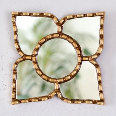 Handmade Diamond mirror on the wall home room decor - Peruvian Painted glass mirror wall art decor - Decorative mirror wall living room (Gold) in Kuwait