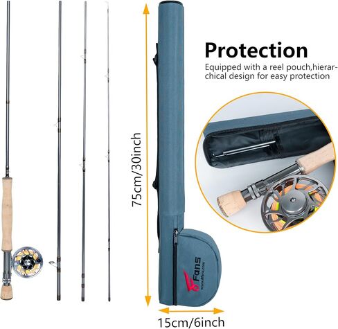 Fly Fishing Rod and Reel Combos with 4-Sections Portable Fly Rod and CNC-machined Aluminum Alloy Fly Reel,Fly Fishing Complete Starter Package in Kuwait
