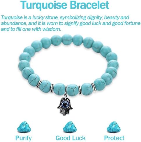 Evil Eye Bracelets Bracelet for Women, Turquoise Bracelet Jewelry Handmade Bracelets 8mm Healing Crystal Beads Protection Bracelet Bring Good Luck Adjustable Stretch, Best Gifts for Men Women in Saudi Arabia