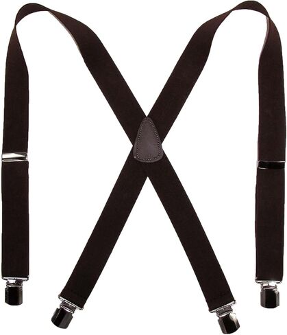 CTM® Men's Elastic with Anti Slip Pin Clip 1 1/2 Inch Solid Suspenders in Saudi Arabia