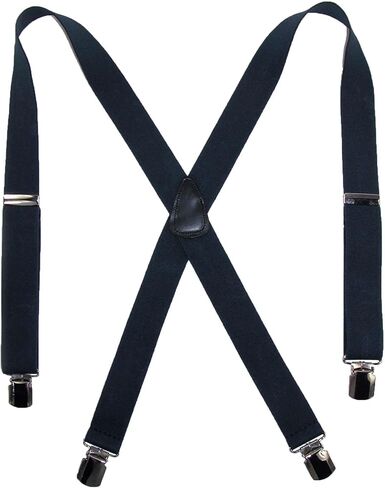 CTM® Men's Elastic with Anti Slip Pin Clip 1 1/2 Inch Solid Suspenders in Saudi Arabia