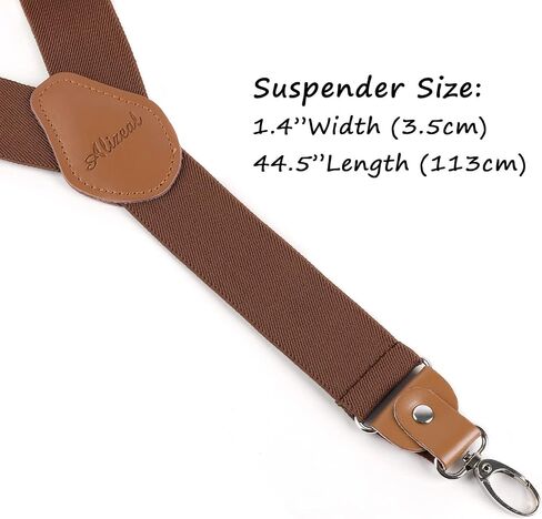 Alizeal Mens 1 Inch 3 Swivel Hooks Suspender with Leather Joint and Elastic Band in Saudi Arabia