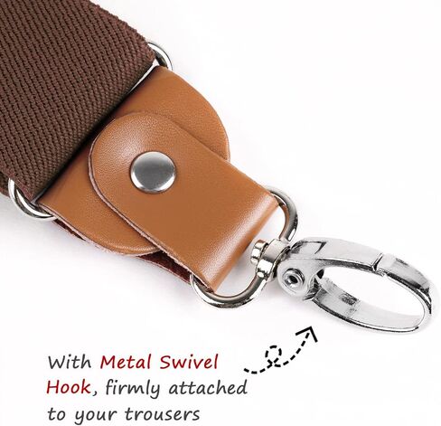 Alizeal Mens 1 Inch 3 Swivel Hooks Suspender with Leather Joint and Elastic Band in Saudi Arabia