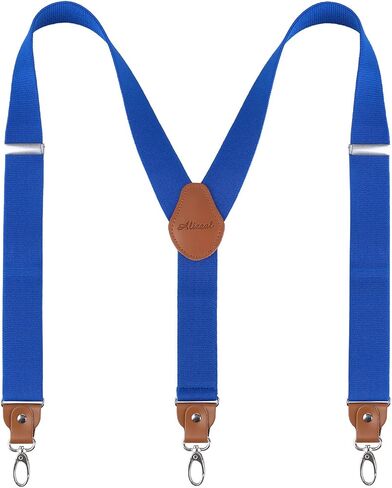 Alizeal Mens 1 Inch 3 Swivel Hooks Suspender with Leather Joint and Elastic Band in Saudi Arabia