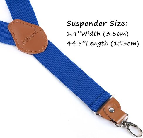 Alizeal Mens 1 Inch 3 Swivel Hooks Suspender with Leather Joint and Elastic Band in Saudi Arabia