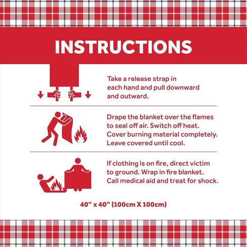 Rutland Fire Blanket for Home and Kitchen Emergency - 1 Pack, 40" x 40" - Fiberglass Fire Suppression Blanket Safety for Grilling, Camping and Boats (1) in Saudi Arabia