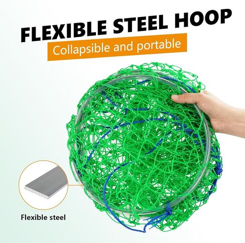 QualyQualy Bridge and Pier Fishing Net, Foldable Drop Net for Pier Fishing with Rope, Landing Net Soft Steel Hoop and Nylon Mesh Net in Saudi Arabia