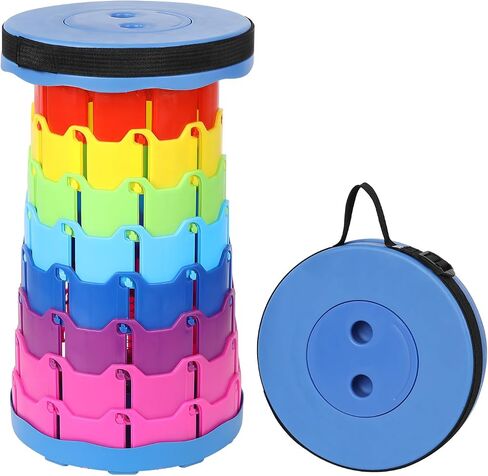 Camping Stool Portable Collapsible Stool Retractable Stool Folding Chair Outdoor Telescopic Stool Capacity 400lb Lightweight for Fishing Hiking Trips BBQ Stool Rainbow in Saudi Arabia
