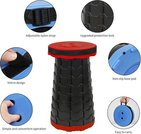 Camping Stool Portable Collapsible Stool Retractable Stool Folding Chair Outdoor Telescopic Stool Capacity 400lb Lightweight for Fishing Hiking Trips BBQ Stool Rainbow in Saudi Arabia