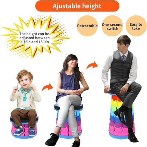 Camping Stool Portable Collapsible Stool Retractable Stool Folding Chair Outdoor Telescopic Stool Capacity 400lb Lightweight for Fishing Hiking Trips BBQ Stool Rainbow in Saudi Arabia