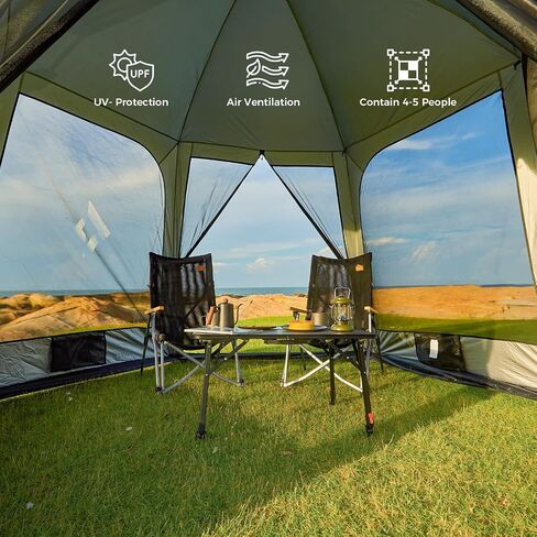 KingCamp Screen House Tent 12x7 FT Mesh Canopy Tent for 4-6 People Family and Outdoor Gatherings Stable Structure, UV Protection, Grey in Saudi Arabia