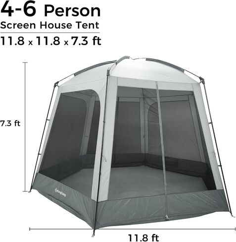 KingCamp Screen House Tent 12x7 FT Mesh Canopy Tent for 4-6 People Family and Outdoor Gatherings Stable Structure, UV Protection, Grey in Saudi Arabia