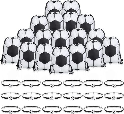 Reginary 18 Pcs Basketball Drawstring Bag and 18 Pcs Basketball Bracelet Bulk, Basketball Goodie Bags Basketball Drawstring Backpack Adjustable Braided Basketball Charm Bracelet for Boys Girls in Saudi Arabia