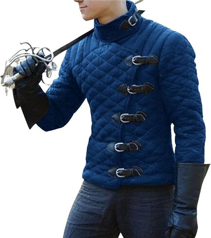 Viking Medieval Short Gambeson Padded Protective Jacket Full Sleeve Aketon For Historical Costume Cosplay SCA LARP in Kuwait
