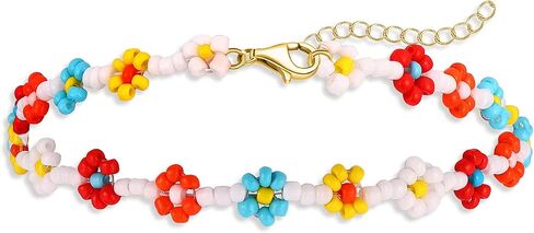 Beaded Anklets for Women Boho Cute Daisy Flower Bead Ankle Bracelets Handmade Waterproof Surfer Anklet Summer Beach Foot Jewelry for Women in Saudi Arabia