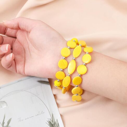Multi Layered Stretch Bracelet for Women Shell Stackable Beaded Bracelet Boho Colorful Western Jewelry Elastic Bracelet for Trendy Gift in Saudi Arabia