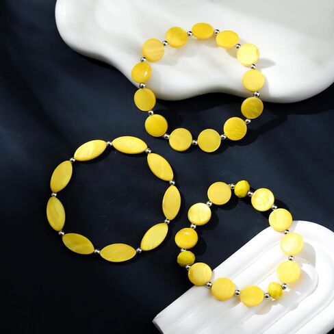 Multi Layered Stretch Bracelet for Women Shell Stackable Beaded Bracelet Boho Colorful Western Jewelry Elastic Bracelet for Trendy Gift in Saudi Arabia