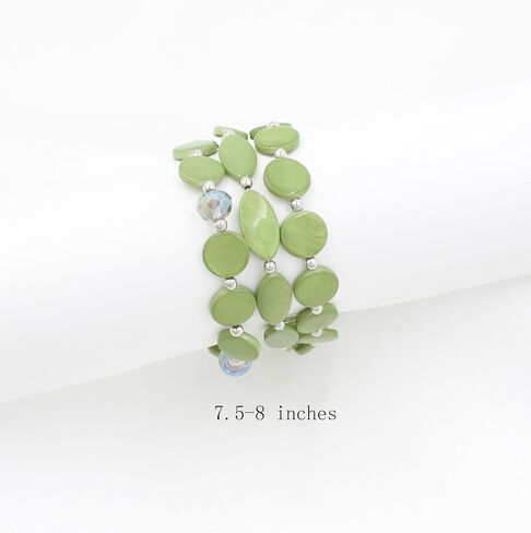 Multi Layered Stretch Bracelet for Women Shell Stackable Beaded Bracelet Boho Colorful Western Jewelry Elastic Bracelet for Trendy Gift in Saudi Arabia