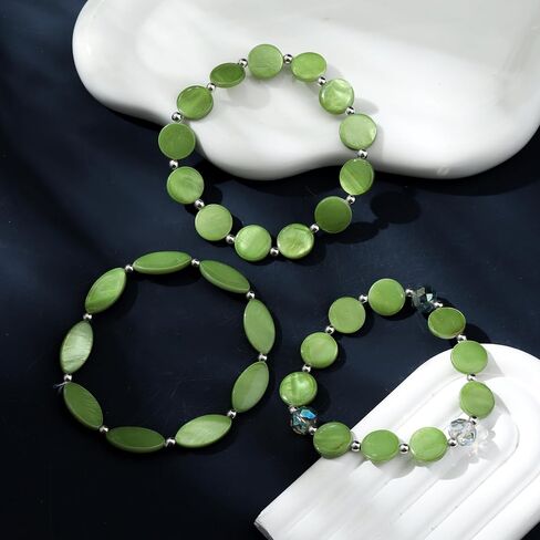 Multi Layered Stretch Bracelet for Women Shell Stackable Beaded Bracelet Boho Colorful Western Jewelry Elastic Bracelet for Trendy Gift in Saudi Arabia