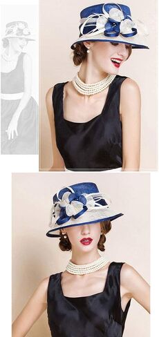F FADVES Sinamay Cloche Bucket Hat for Women Fascinators Floral Church Wedding Kentucky in Saudi Arabia
