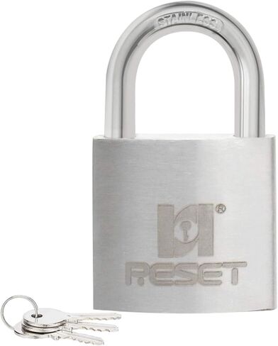 RESET-909 قفل مفاتيح من الفولاذ المقاوم للصدأ 30 مم (1.18 بوصة)، قفل بمفتاح للاستخدام الخارجي، بوابة بحرية مقاومة للماء ومقاومة للطقس، مفاتيح مختلفة، عبوة واحدة in Saudi Arabia