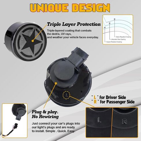 Xotic Tech Smoked Lens LED Front Grill Marker Turn Signal Indicator Parking Light Lamps, Compatible with Jeep Wrangler JK JKU 2007-2017 3000K Amber in Saudi Arabia