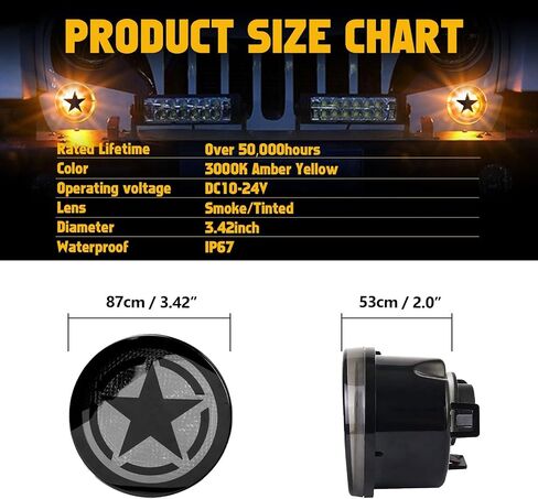 Xotic Tech Smoked Lens LED Front Grill Marker Turn Signal Indicator Parking Light Lamps, Compatible with Jeep Wrangler JK JKU 2007-2017 3000K Amber in Saudi Arabia