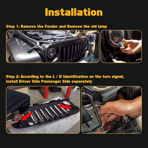 Xotic Tech Smoked Lens LED Front Grill Marker Turn Signal Indicator Parking Light Lamps, Compatible with Jeep Wrangler JK JKU 2007-2017 3000K Amber in Saudi Arabia