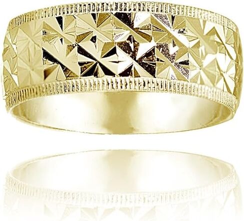 Hoops & Loops 925 Sterling Silver Diamond-cut Wedding Bridal Anniversary 6.5mm Wide Thick Band Ring for Women Men, Sizes 5-9 | Silver, Yellow Gold, Rose Gold in Saudi Arabia