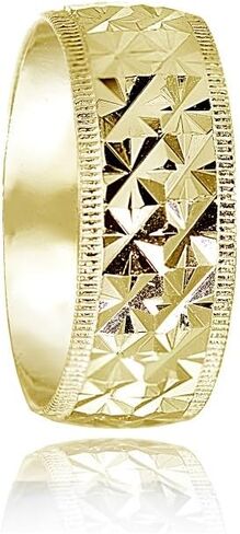 Hoops & Loops 925 Sterling Silver Diamond-cut Wedding Bridal Anniversary 6.5mm Wide Thick Band Ring for Women Men, Sizes 5-9 | Silver, Yellow Gold, Rose Gold in Saudi Arabia