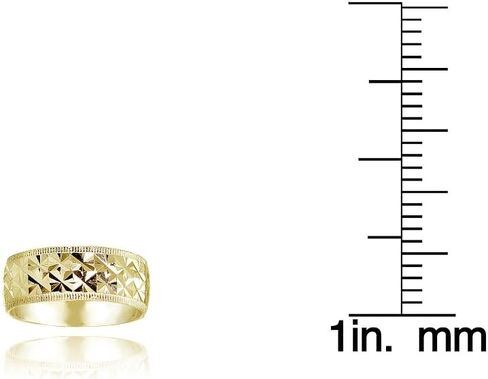 Hoops & Loops 925 Sterling Silver Diamond-cut Wedding Bridal Anniversary 6.5mm Wide Thick Band Ring for Women Men, Sizes 5-9 | Silver, Yellow Gold, Rose Gold in Saudi Arabia