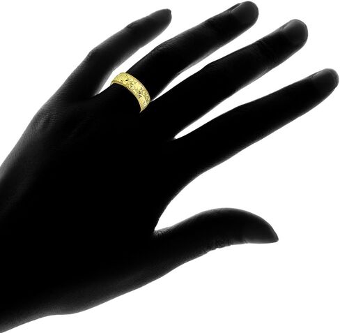 Hoops & Loops 925 Sterling Silver Diamond-cut Wedding Bridal Anniversary 6.5mm Wide Thick Band Ring for Women Men, Sizes 5-9 | Silver, Yellow Gold, Rose Gold in Saudi Arabia