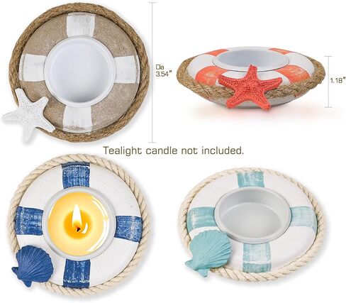 SAILINGSTORY Wooden Fish Tealight Candle Holder Nautical Coastal Beach Decor Votive Candle Holder Set of 4 Pack in Kuwait