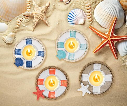 SAILINGSTORY Wooden Fish Tealight Candle Holder Nautical Coastal Beach Decor Votive Candle Holder Set of 4 Pack in Kuwait