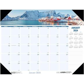 House of Doolittle 2024 Monthly Desk Pad Calendar, Earthscapes Seascapes, 22 x 17 inches, January - December (HOD138-24)