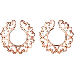 Heart Non Piercing Nipple Rings Stainless Steel Fake Nipple Jewelry Adjustable Nipplerings Non Pierced Nipple Jewelry for Women (Gold)