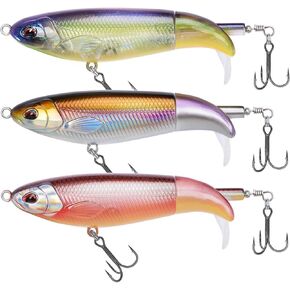 TRUSCEND PoPobait Plopper with BKK Hooks, Top Water Fishing Lures for Bass Walleye Pike Catfish Musky Perch, Floating Lure for Freshwater or Saltwater, Amazing Teasers Fishing Gifts for Family Fishing
