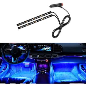 Car LED Strip Light, 12V 24 LED Interior Atmosphere Lights Under Dash Ambient Night Light, Auto Interior Decorative Lamp with Cigarette Adapter Plug, Car Accessories (White, Cigarette Lighter)