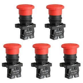 Baomain Push Button Switch ZB2-BE102C 22mm NC N/C Red Mushroom Emergency Stop 600V 10A (1PCS)