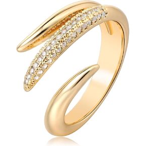 MTMY 14K Gold Plated Stackable Ring CZ Simulated Diamond Thin Rings Eternity Bands for Women Everyday Trendy Jewelry