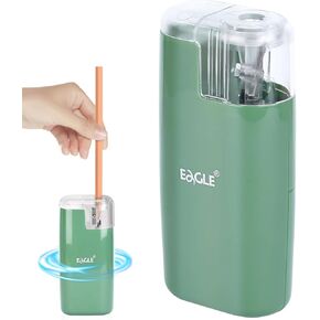 Eagle Pencil Sharpener, Portable Pocket-Sized with Creative Patented Design, Electric Sharpener for Multiple Types of Pencils, Battery-Operated, Manual/Electric Compatible(White)