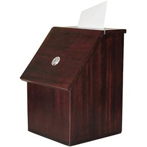 Wood Donation collection Charity Box Suggestion Ballot Box Wide slot to enter tickets raffles office Suggestions comment box envelope box with lock and 2 key Wall or Counter Top use(Natural Wood)