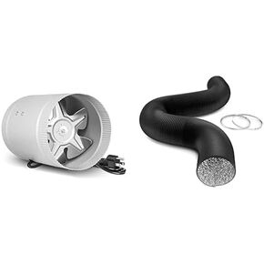 iPower 6 Inch Inline Duct Fan HVAC Exhaust Ventilation Blower with Low Noise, Air Soffit Vent Cover with Built-in Screen Mesh for Basements, Bathrooms, Kitchens and Attics