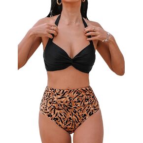 CUPSHE Women's Bikini Sets High Waisted Two Piece Bathing Suit High Bust Support Sweetheart Back Hook