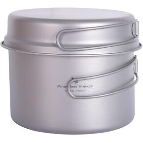 Boundless Voyage Camping Pots and Pans Set Titanium Cooking Set 1200ml Pot with 500ml Pan Ultralight Campfire Cooking Equipment Ti2110C