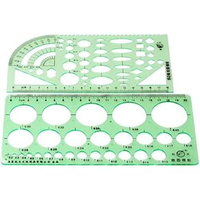 Utoolmart Geometric Drawing Template, Measuring Rulers, Plexiglass Measuring Templates, Plastic Geometry Stencils for Office and School, Building Formwork, Drawings Drafting 1 Pcs