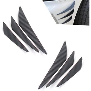 6 PCS Car Spoiler Canard Sticker Kit, Soft PVC Rubber Smooth Linear Design Front Bumper Lip Separator Body Anti-Collision Protection Diffuser, for Most Different Types of Cars (Gloss Black)